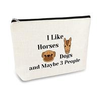 Horse Gifts Makeup Bag Dog Lover Gift Dog and Horse Gifts for Girls Women Cosmetic Bag Cowgirl Equestrian Present Christmas Birthday Gift for Pony Animal Lover Friend Sister Zipper Travel Bags