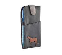 Horse Glasses case by Mala Leather 5157 65 Soft Leather Wide tab top Ladies (Grey)
