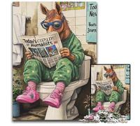 Horse Go Toilet 1000Pc Adults Jigsaw Puzzle Wooden Puzzles Challenging Brain Teaser for Teenagers, Family Game Night Fun 50x75CM/19.68x29.52inch