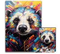 Horse Graffiti 1000-Piece Jigsaw Puzzle Wooden Jigsaw Puzzles for Adults Challenging Brain Teaser - Relaxing Toy for Teenagers 50x75CM/19.68x29.52inch