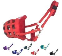 Horse Grazing Muzzle Halter, Mink Fleece Padded, Multiple Sizes, Breathable (Red, Cob)