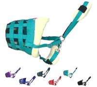 Horse Grazing Muzzle Halter, Mink Fleece Padded, Multiple Sizes, Breathable (Turquoise, Draft)
