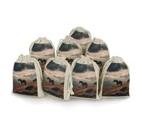 Horse Grazing on The Mountain 8 PCS Muslin Bags with Drawstring Sachet Bags Empty Small Cotton Drawstring Bag Muslin Reusable & Washable Cotton Bag for Herb Spice Candy Soap Jewelry Wedding Gift Pouch