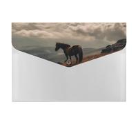 Horse Grazing on The Mountain Expanding File Folder 6 Pockets Accordion File Organizer Portable Letter A4 Size Folders with Snap Closure for Document Paper Receipt Office Supplies