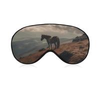 Horse Grazing on The Mountain Sleep Mask Light Block-Out Eye Mask for Side Sleeper Pressure-Free Soft Night Blindfold with Adjustable Strap Breathable Sleep Eye Cover for Travel