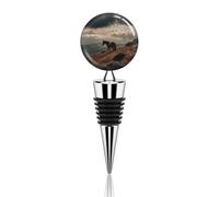 Horse Grazing on The Mountain Wine Stopper Silicone Bottle Stopper Leak Proof Wine Cork Keep Fresh Reusable Bottle Sealer Plug for Beverage Champagne Decorative Gifts for Bar Party