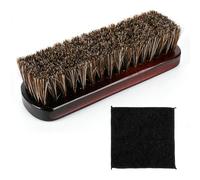 Horse Hair Brushes, Horsehair Shoe Brushes for Leather, Professional Soft Horsehair Boot Brusheset, with Wood Handle, for Shoes Coats Purses Boot Polish Brush Set, with 1 Shine Polishing Cloth