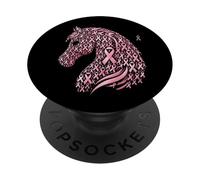 Horse Head Breast Cancer Awareness Pink Ribbon October PopSockets Adhesive PopGrip
