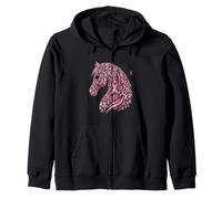Horse Head Breast Cancer Awareness Pink Ribbon October Zip Hoodie