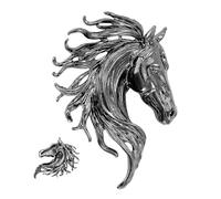 Horse Head Brooch Pin, Funny Fashion Lapel, Trendy Jewelry Gift Creative Statement Piece, Stylish Accent for Women Youth Teens Family Friends, Decorative Pin, 2 Inch, Se référer au descriptif, Zinc