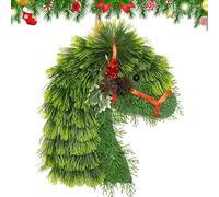 Horse Head Christmas Garland - Handmade PVC Horse Head Ornament with Artificial Vegetation Rustic Hanging at the Front Porch Christmas Door Decoration