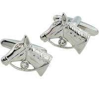 Horse Head Cufflinks - Mens Wedding Novelty Gift Cuff Links CK39 Onyx Art Riding In Premier Life Packaging