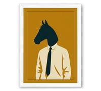 Horse Head Executive Modern Framed Wall Art Print A1 (84.1×59.4cm) White, Wall Decor for Living Room, Bedroom, Office & Home, Ready to Hang, Art Gift