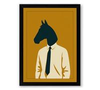 Horse Head Executive Modern Framed Wall Art Print A2 (59.4×42cm) Black, Wall Decor for Living Room, Bedroom, Office & Home, Ready to Hang, Art Gift