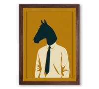 Horse Head Executive Modern Framed Wall Art Print A2 (59.4×42cm) Walnut, Wall Decor for Living Room, Bedroom, Office & Home, Ready to Hang, Art Gift