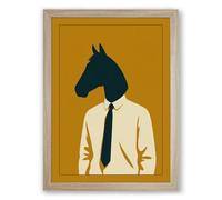 Horse Head Executive Modern Framed Wall Art Print A3 (42×29.7cm) Oak, Wall Decor for Living Room, Bedroom, Office & Home, Ready to Hang, Art Gift
