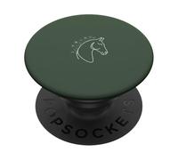 Horse Head Floral Line Art Wildflower - Sage Green PopSockets Adhesive PopGrip