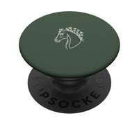 Horse Head Floral Line Art Wildflower - Sage Green PopSockets Adhesive PopGrip