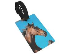 Horse Head Luggage Tags for Suitcases, PVC Suitcase Tag with Secure Strap Suitcase Identifier with Privacy Name Card for Travel Bag Tags Personalized Baggage Tag for Women Men
