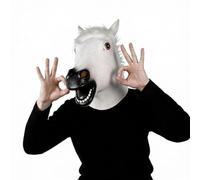 Horse Head Mask Halloween Novelty Full Face Masks Cosplay Costume Latex Animal Head Mask for Men Women Party Festival Fancy Dress Prank Trick Adults Photo Props Toys Funny Masks Headwear Christmas