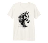 Horse Head Scribble Sketch Black White Art Elegant Premium T-Shirt