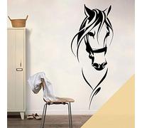 Horse Head Silhouette, Horse Riding, Equestrian - Wall Art Sticker [Medium] [Cream]