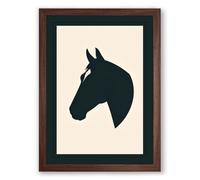 Horse Head Silhouette Minimalist Framed Wall Art Print A3 (42×29.7cm) Walnut, Wall Decor for Living Room, Bedroom, Office & Home, Ready to Hang, Art Gift