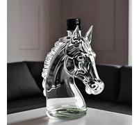 Horse Head Whisky Decanter - Crystal Clear Glass Bottle with 3D Realistic Carving | Vintage Design | Multi-Purpose Animal Statue Decanter for Whisky, Wine & Home Bar Decor (350 ml)