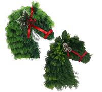 Horse Head Wreath | Hand Woven Horses Wreath | Horses Wreaths Christmas Decorations with Red Ribbon & Pine Cones | Artificial Branch Christmas Greenery Wreaths Animal Garland Home Decor