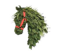 Horse Head Wreath | Horse Heads Christmas Wreath | Artificial Greenery Ornaments With Red Ribbon, For Farmhouse Holiday Porch Patios Garden Yard Barn Wall Party