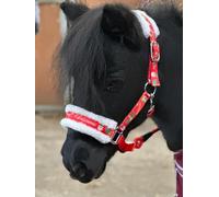 Horse Headcollar Lead Rope Set with Christmas Print Red Full-Mini Shetland (Pony)