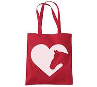 Horse Heart - Tote Shopping Bag - I love My Horse Riding Pony One size red