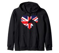 Horse Heart UK Flag gifts for girls women who love horses Zip Hoodie