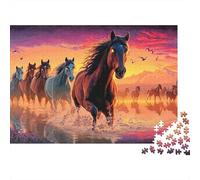 Horse Herd 1000 Piece Jigsaw Puzzle for Adults Wild Horses at Sunset Premium Thick Sturdy Challenging Stress Relief Family Game Gift 70x50cm/1000pcs