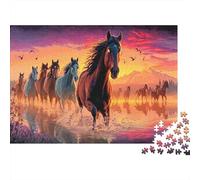 Horse Herd Jigsaw Puzzles Horses at Sunset Puzzle Impossible Hard Difficult Educational Game Decompression 70x50cm/1000pcs