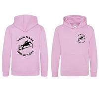 Horse Hoodie Kids Personalised Showjumping Horse Hoodie, Equestrian Hoodie, Horse Riding Hoody (H11) Light Pink