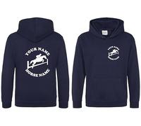 Horse Hoodie Kids Personalised Showjumping Horse Hoodie, Equestrian Hoodie, Horse Riding Hoody (H11) Navy