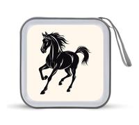Horse Horses Black Stallion CD Case Holder Portable 40 Capacity DVD Wallet Storage Organizer for Car Travel
