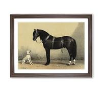 Horse & Hound By Emil Volkers Vintage Framed Print | A3 Walnut Framed Wall Art | Ready to Hang | Classic Animal Picture | Living Room Bedroom Lounge Office