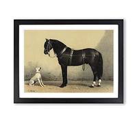 Horse & Hound By Emil Volkers Vintage Framed Print | A4 Black Framed Wall Art | Ready to Hang | Classic Animal Picture | Living Room Bedroom Lounge Office