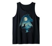 Horse Howling At Moon Vintage 90's Retro Style Wildlife Tank Top