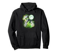 Horse howling at the moon green tie dye 3 horses Farmers Pullover Hoodie