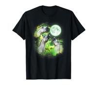 Horse Howling at The Moon Green tie dye 3 Horses Farmers T-Shirt