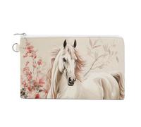 Horse Image Canvas Coin Purse, Portable Zippered Change Pouch for Women, Small Wallet for Coins Keys Cards Lipstick