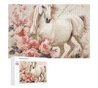 Horse Image Jigsaw Puzzle 1000 PCS Challenging Fun Puzzles Wooden Jigsaw Puzzles for Adults Families