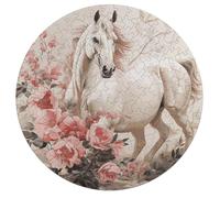 Horse Image Jigsaw Puzzle Challenging Round Animals Puzzle Wooden Jigsaw Puzzles for Adults Families 195 PCS