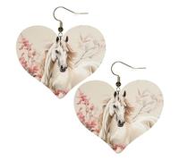 Horse Image Leather Earrings for Women Heart Earring Lightweight Dangle Earrings Jewelry Gifts