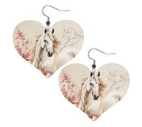 Horse Image Leather Earrings for Women Heart Earring Lightweight Dangle Earrings Jewelry Gifts, One Size, No Gemstone