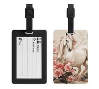 Horse Image Luggage Tags for Suitcases Personalized Luggage Tags Business Card Holder Travel ID Bag Tag with Address Card Quick Spot Baggage Identifier for Carry On