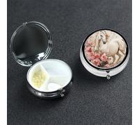 Horse Image Pill Case Portable Metal Pill Box 3 Compartment Pill Organizer Cute Travel Pill Container Vitamin Organizer for Purse Pocket Travel Gift